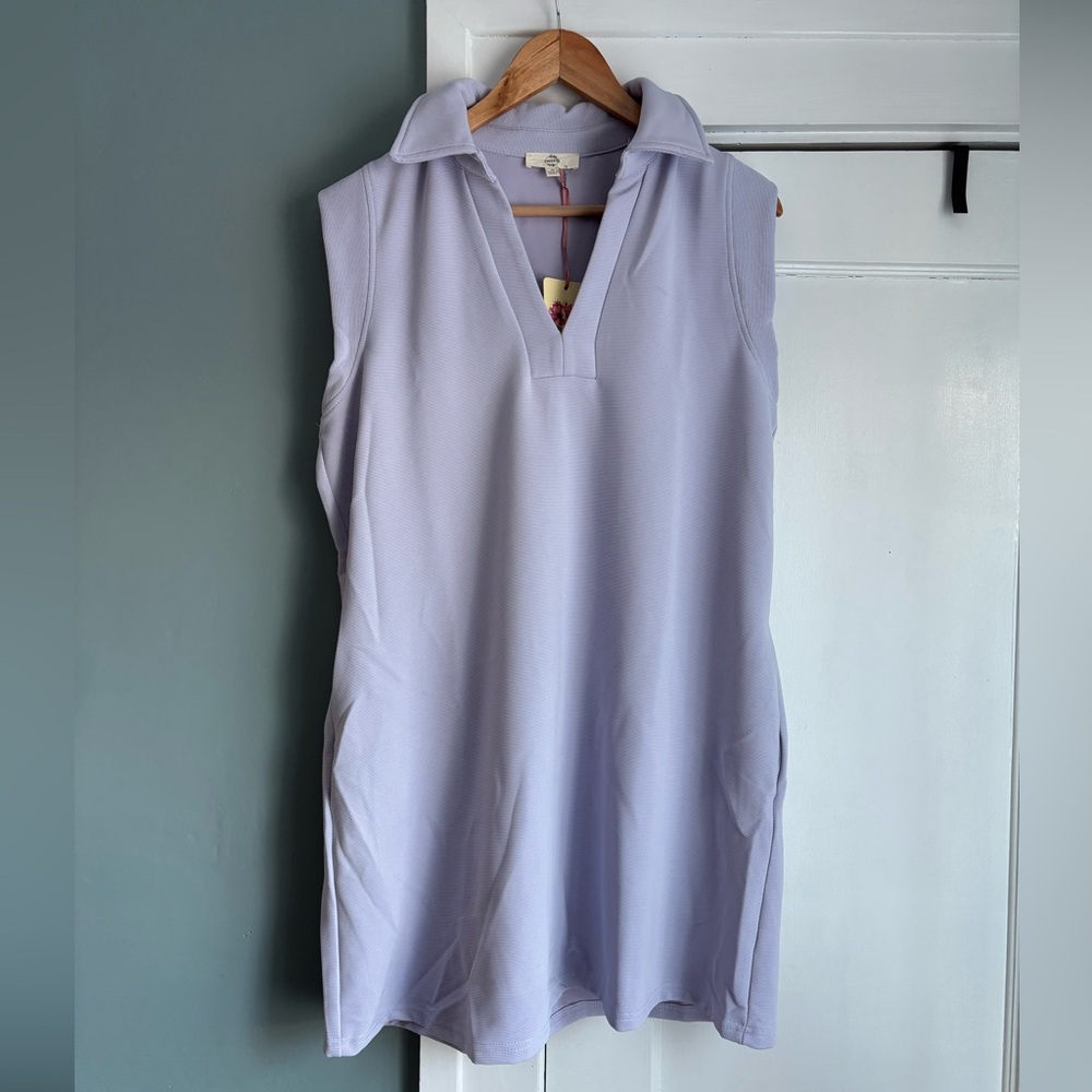 Lavender Textured V Neck Dress